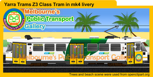 Z3 class tram in Yarra Trams mk4 livery cartoon