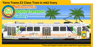 Z3 class tram in Yarra Trams mk2 livery cartoon